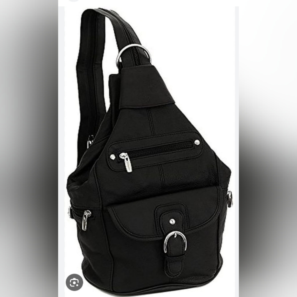 Black Convertible Tear Drop Sling Backpack Purse